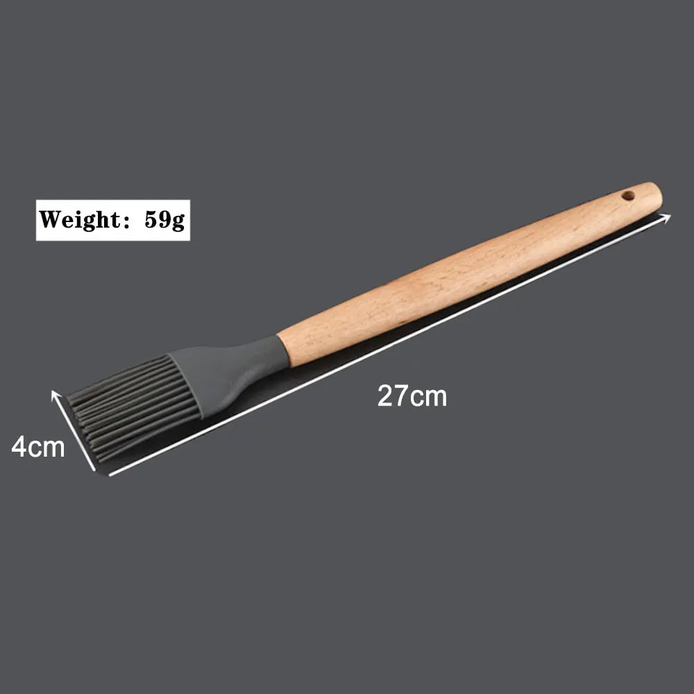 Non-Stick Silicone Kitchen Utensil Set with Wooden Handles