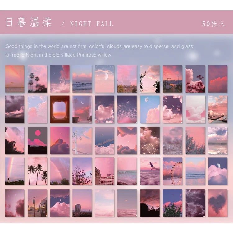 Natural Scenery Art Stickers Book - 50 Sheets Aesthetic Landscape