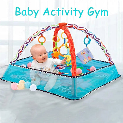 Baby Crawling Mat with Fitness Frame - Educational Play Blanket