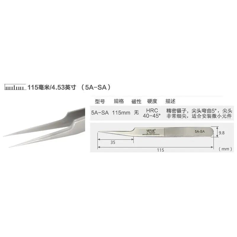 VETUS 6A-SA Stainless Steel Precision Tweezers 3D 6D Volume Lash