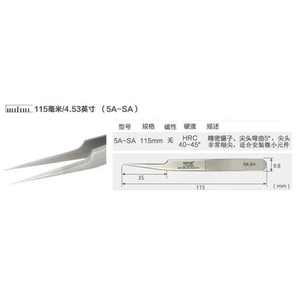 VETUS 6A-SA Stainless Steel Precision Tweezers 3D 6D Volume Lash