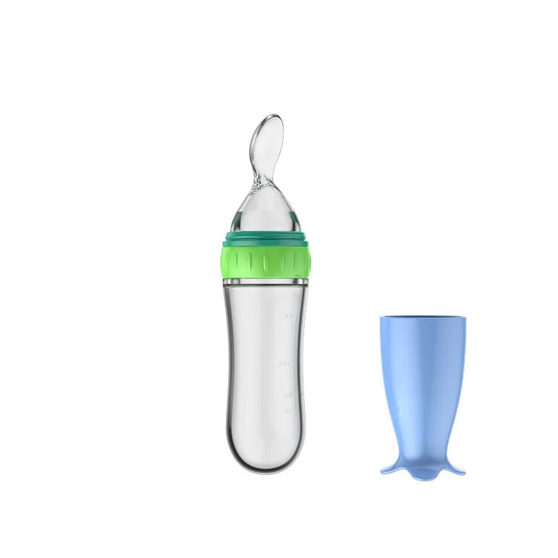 Silicone Baby Feeding Bottle with Spoon - Rice Cereal & Milk Cup