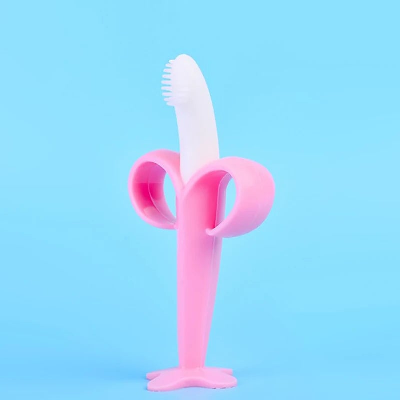 BPA Free Silicone Banana Teething Toothbrush for Babies & Infants