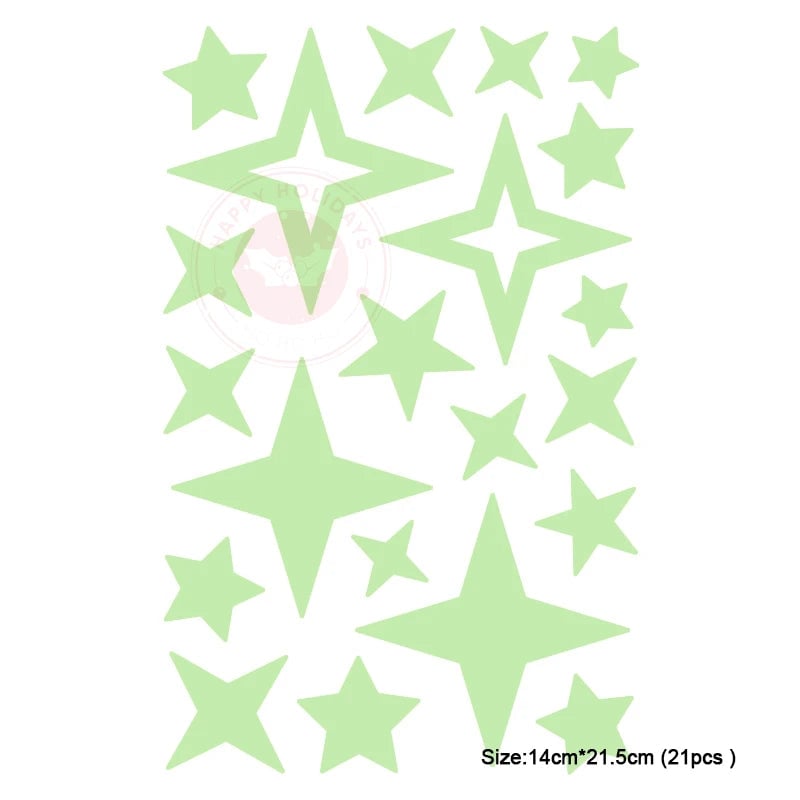 Glow in Dark 3D Moon Stars Wall Stickers - Kids Room Decor Decals