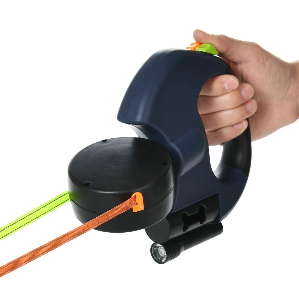 3m Retractable Dog Leash Dual Lead 360° Swivel Reflective Small Dogs