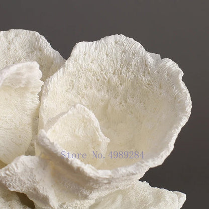 Artificial Coral Resin Sculpture White Marble Base Home Decor