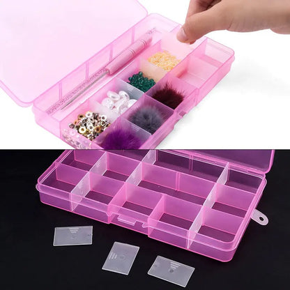 Adjustable Plastic Storage Organizer Box 10/15 Grid Jewelry Beads