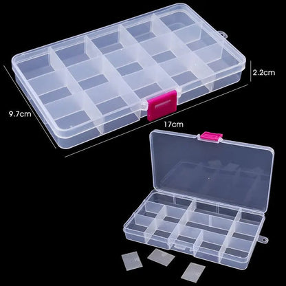 Adjustable Plastic Storage Organizer Box 10/15 Grid Jewelry Beads