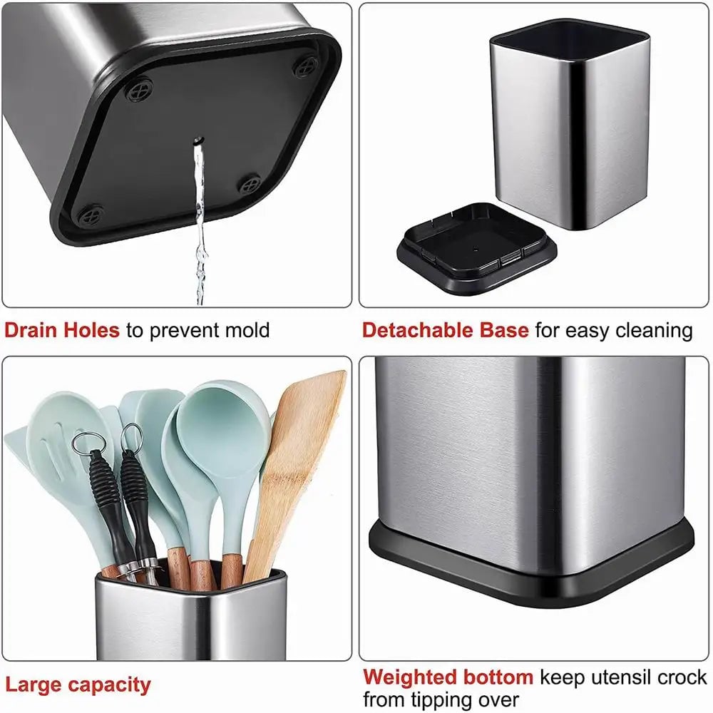 Large Kitchen Utensil Holder Countertop Organizer Crock Storage