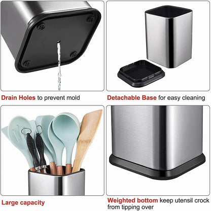 Large Kitchen Utensil Holder Countertop Organizer Crock Storage