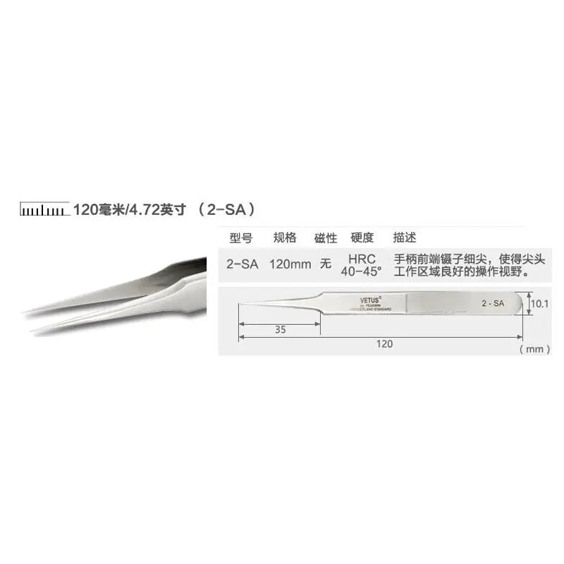 VETUS 6A-SA Stainless Steel Precision Tweezers 3D 6D Volume Lash