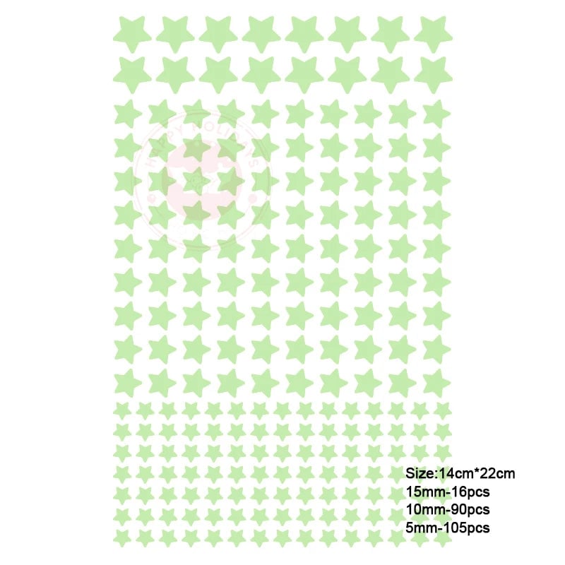 Glow in Dark 3D Moon Stars Wall Stickers - Kids Room Decor Decals