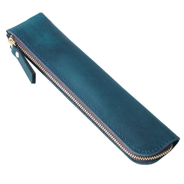 Genuine Cowhide Leather Pencil Case - Portable Retro Pen Storage