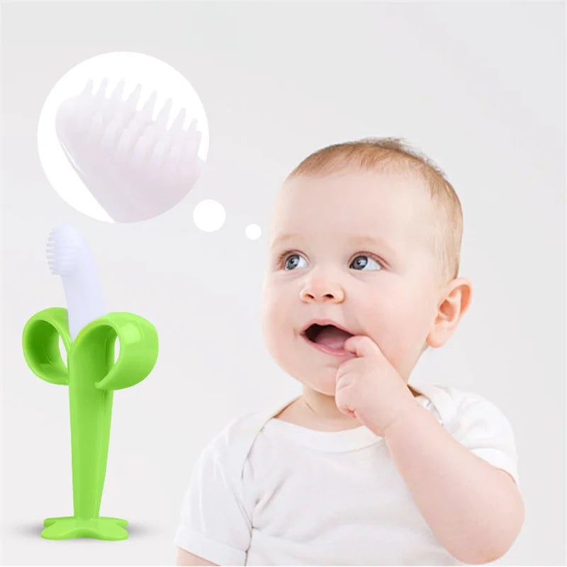 BPA Free Silicone Banana Teething Toothbrush for Babies & Infants