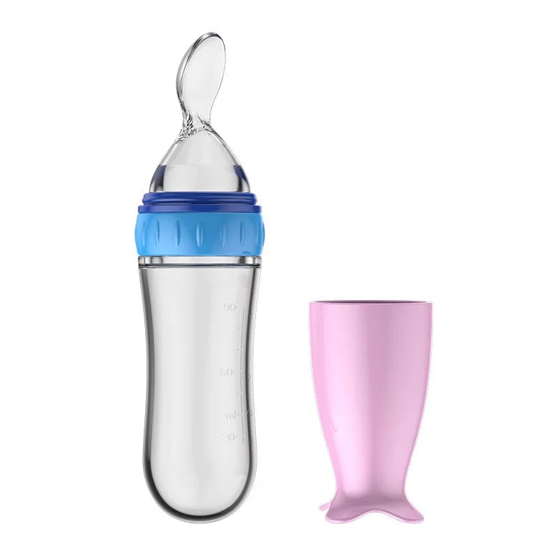 Silicone Baby Feeding Bottle with Spoon - Rice Cereal & Milk Cup