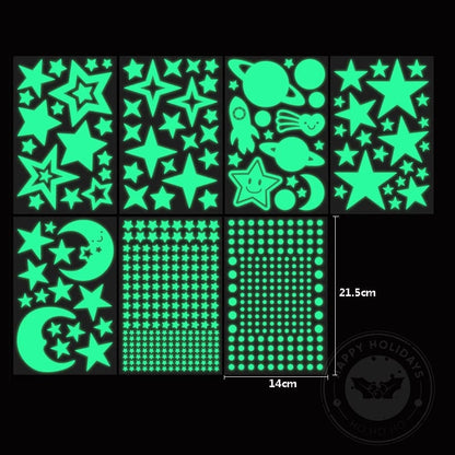Glow in Dark 3D Moon Stars Wall Stickers - Kids Room Decor Decals