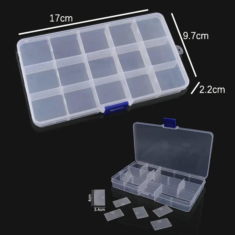 Adjustable Plastic Storage Organizer Box 10/15 Grid Jewelry Beads