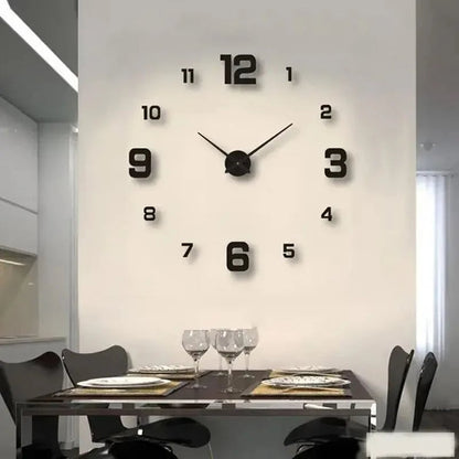 Frameless DIY Wall Clock Decal - Silent Movement Living Room Decor
