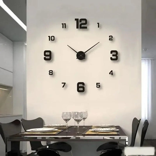 Frameless DIY Wall Clock Decal - Silent Movement Living Room Decor