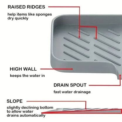 Silicone Sink Caddy with Drain - Soap Sponge Storage Organizer