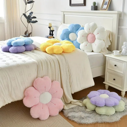 Flower-Shaped Plush Throw Pillow - Soft Cushion for Sofa & Floor