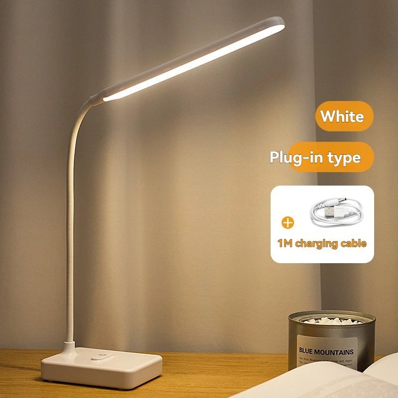 LED Touch Switch Folding Desk Lamp USB Dimmable White Bedside Study