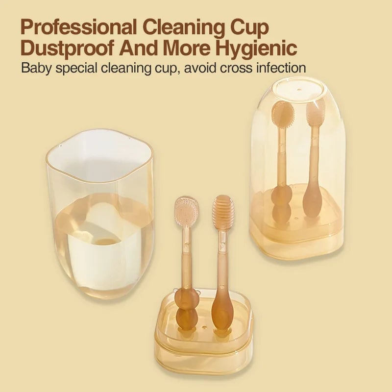 3-In-1 Silicone Baby Toothbrush BPA Free Infant Tongue Cleaner