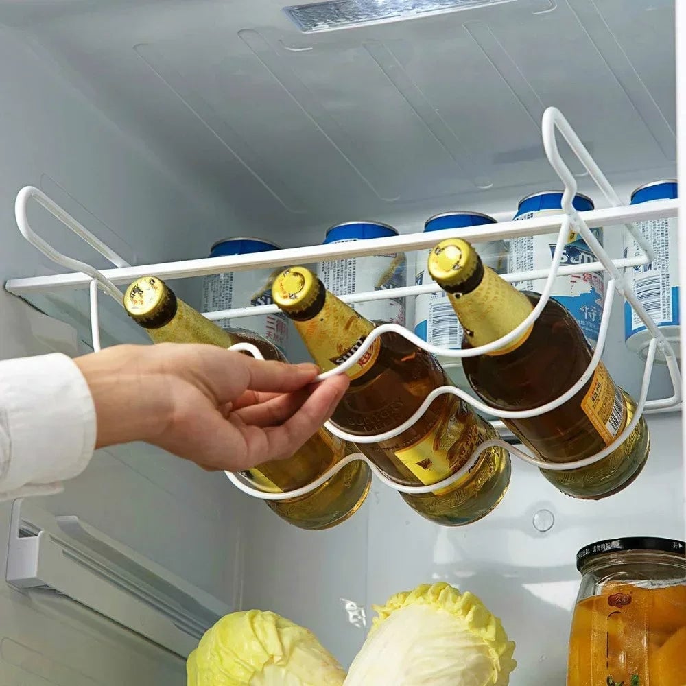 Refrigerator Organizer Rack - Beer Wine Bottle Holder Kitchen Shelf
