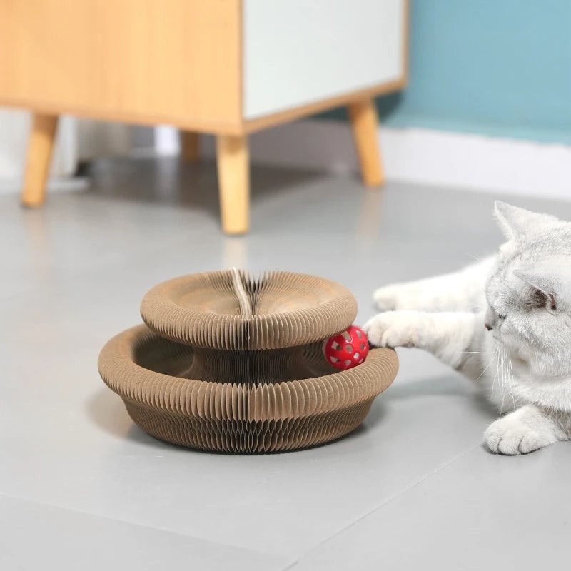 Round Corrugated Cat Scratching Board with Ball & Climbing Frame