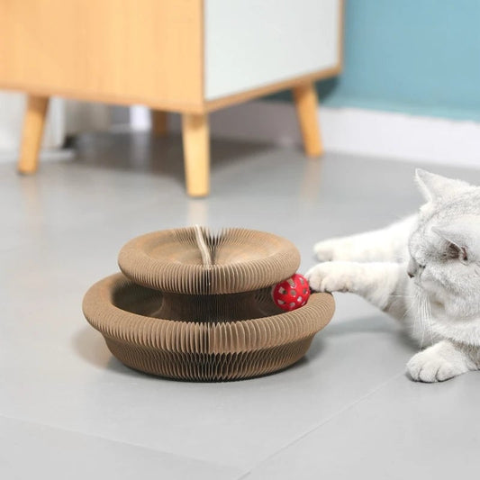 Round Corrugated Cat Scratching Board with Ball & Climbing Frame