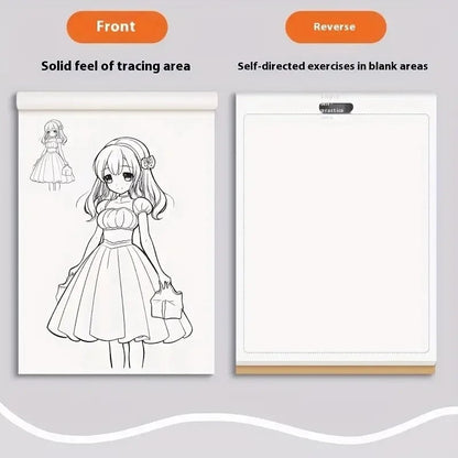 Anime Line Art Drawing Book - 48 Pages Hand-Drawn Outlines Tracing
