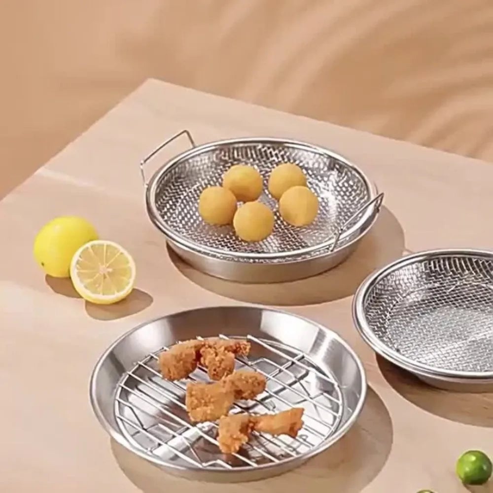 Heavy Duty Stainless Steel Frying Rack with Draining Tray - Foldable
