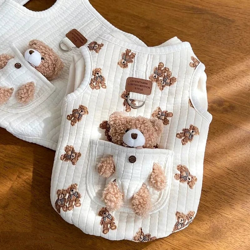 Soft Cartoon Pet Vest Harness - Autumn Winter Dog Cat Clothing