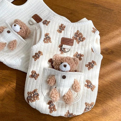 Soft Cartoon Pet Vest Harness - Autumn Winter Dog Cat Clothing