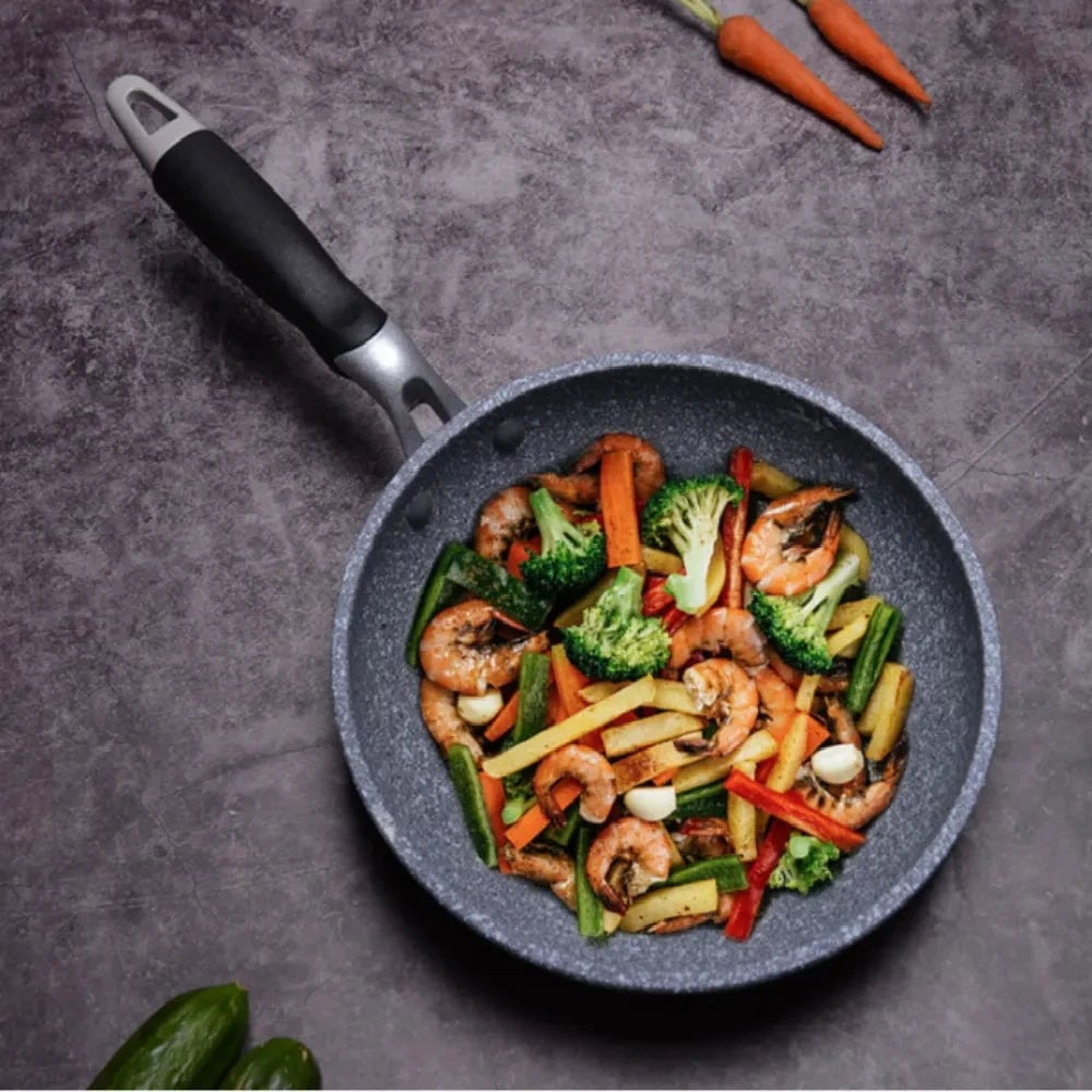 Non-Stick Stone Coating Frying Pan Set 20-28cm Induction Gas Compatible