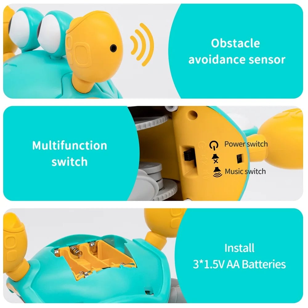 Battery Dancing Crab Interactive Crawling Toy - Escape Motion Baby Toy