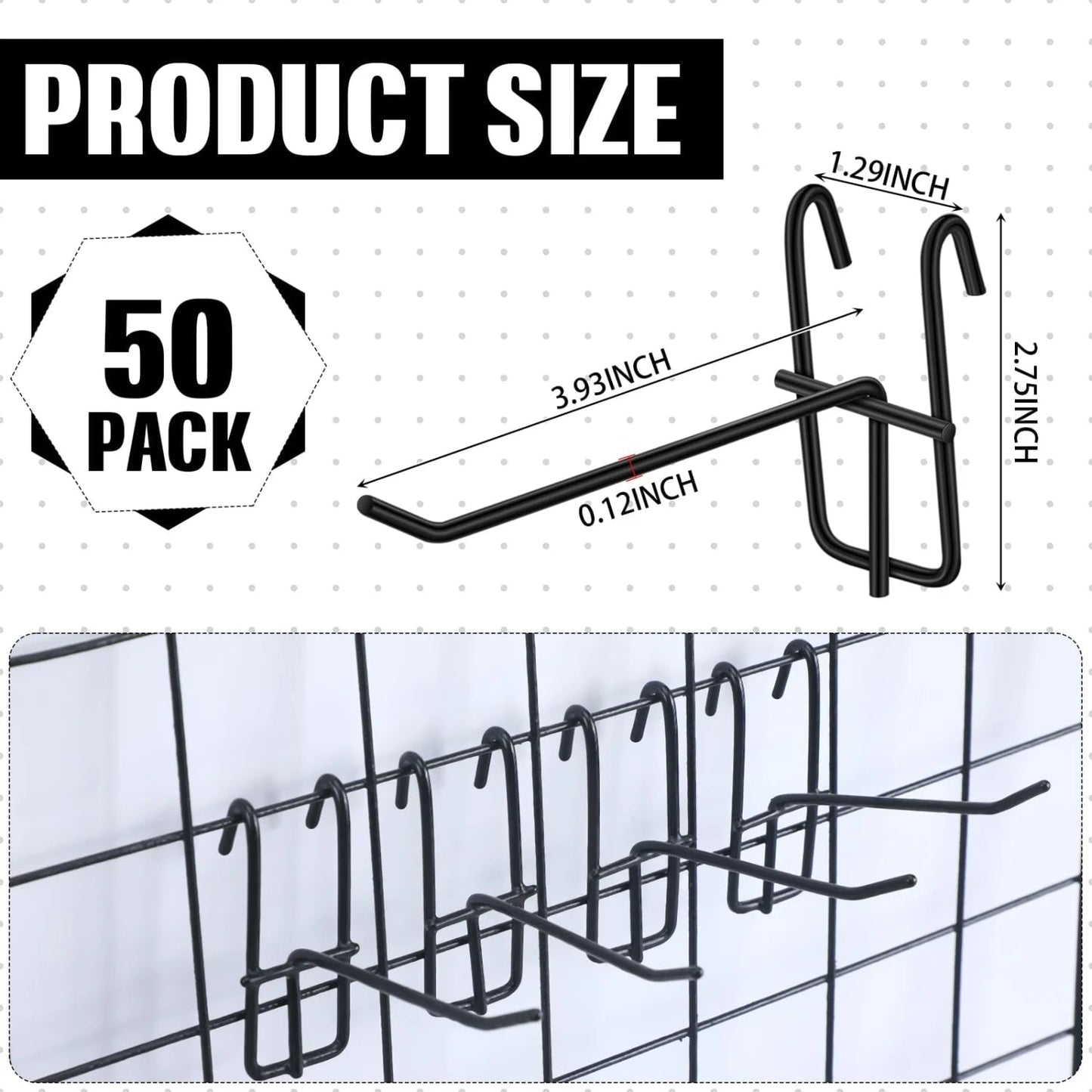Heavy Duty Mesh Grid Display Hooks 5-50pcs Wall Mount Rack Set