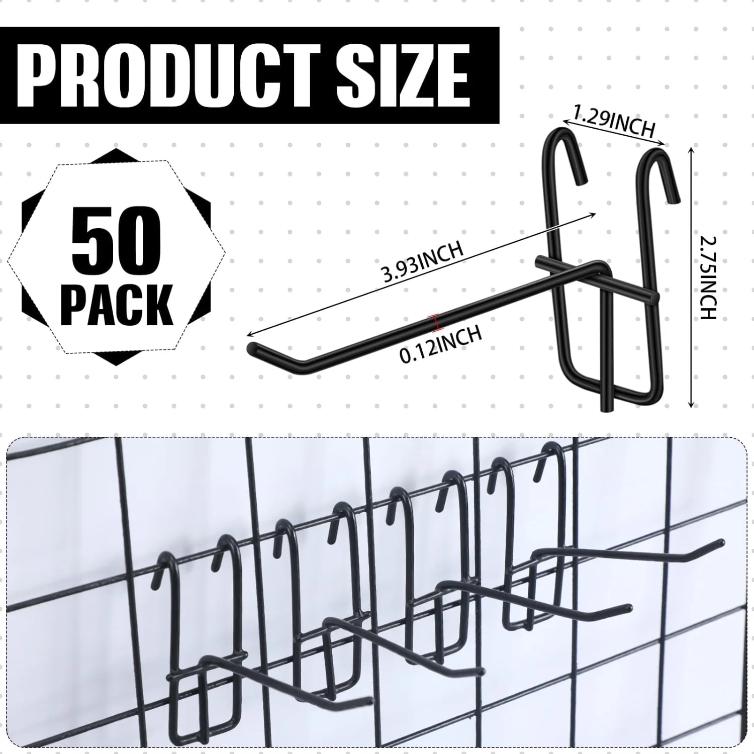 Heavy Duty Mesh Grid Display Hooks 5-50pcs Wall Mount Rack Set