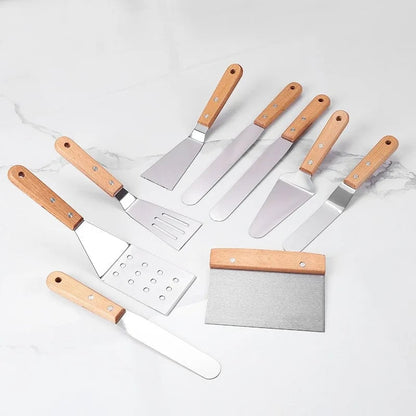 Stainless Steel Spatula with Wooden Handle - Teppanyaki Scraper