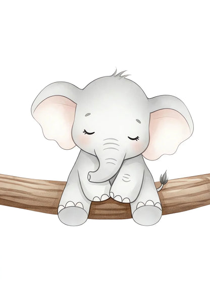 Safari Animal Canvas Wall Art - Sloth Elephant Zebra Tree Nursery Print