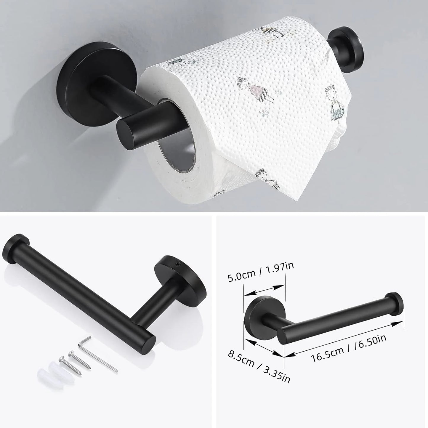 3-Piece Stainless Steel Bathroom Hardware Set - Towel Bar Ring Paper