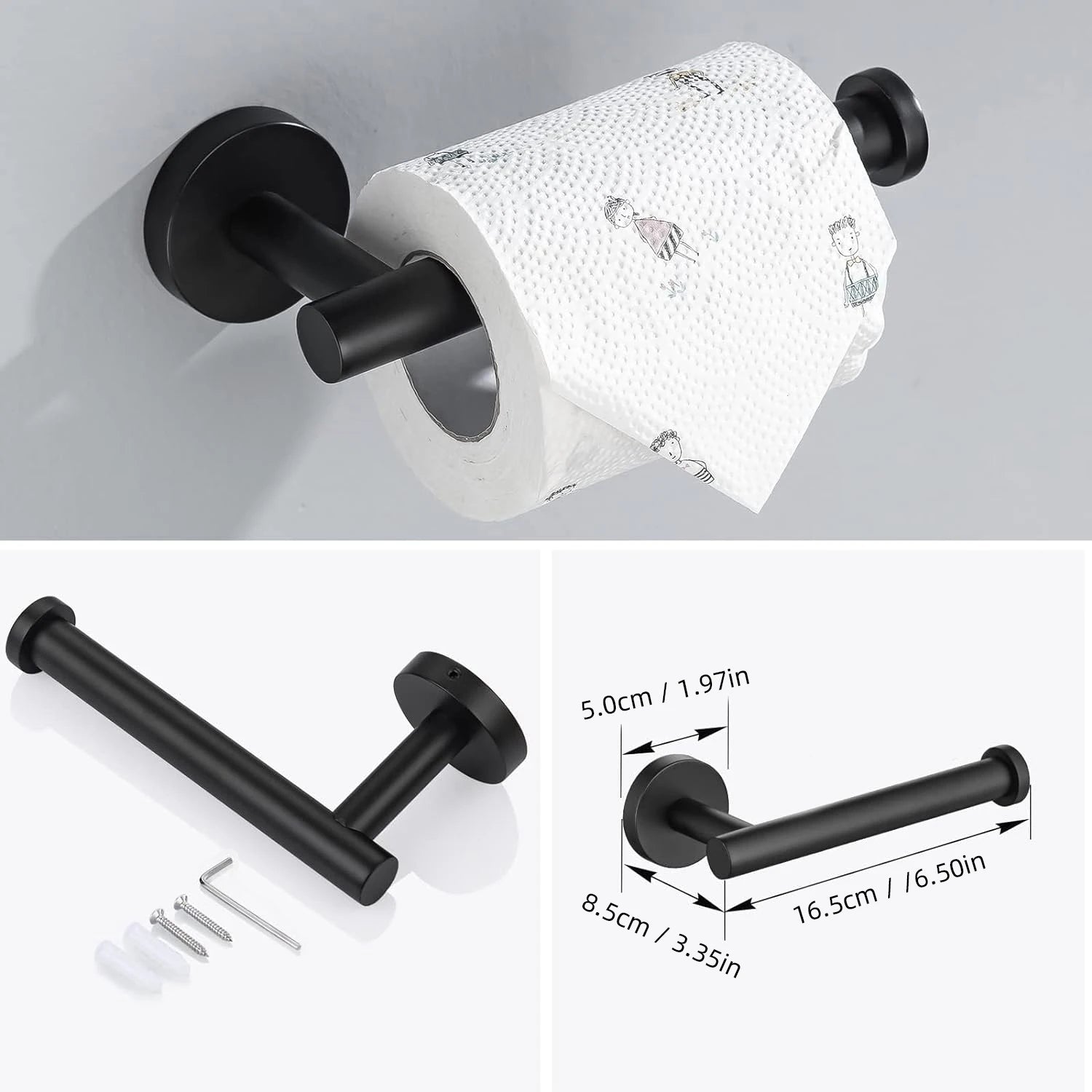 3-Piece Stainless Steel Bathroom Hardware Set - Towel Bar Ring Paper