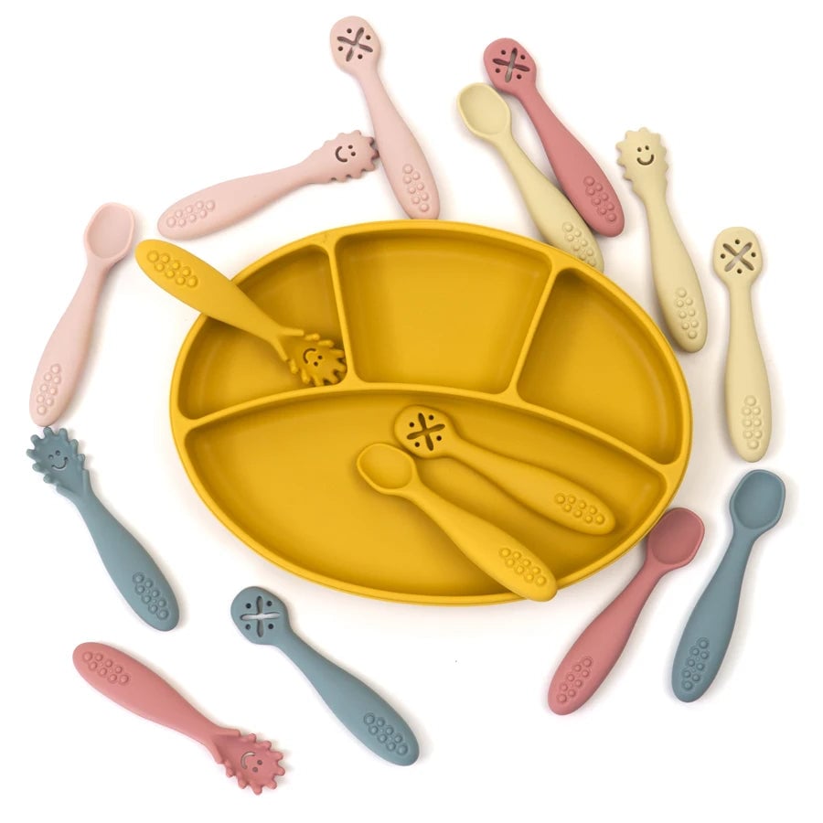 3PCS Baby Learning Spoons Set - Soft Silicone Weaning Cutlery