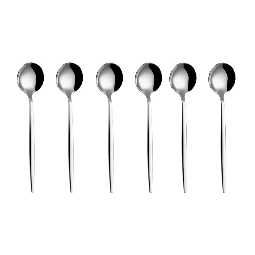 Gold Stainless Steel Coffee Spoons Set - 6 Piece Dessert Teaspoons