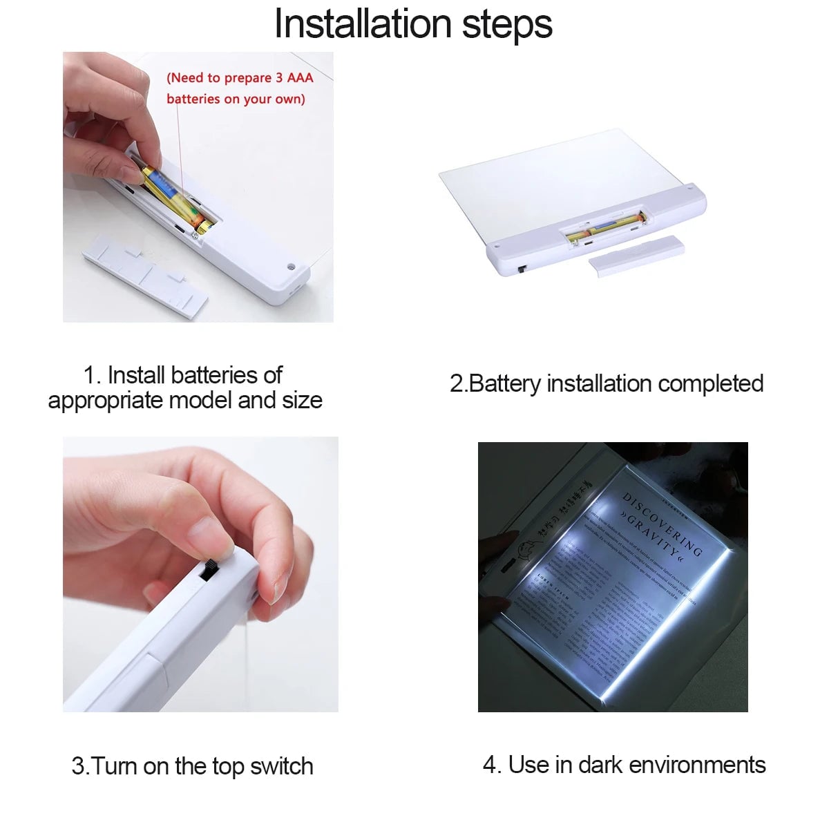 LED Flat Panel Night Vision Reading Light Eye Protection Student Desk