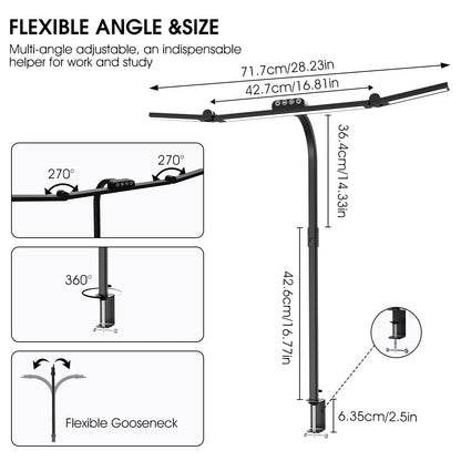 24W LED Desk Lamp with Clamp - Ultra Bright Architect Table Lamp
