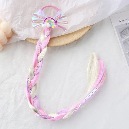 Girls Cartoon Bow Butterfly Braid Headband Ponytail Holder Set