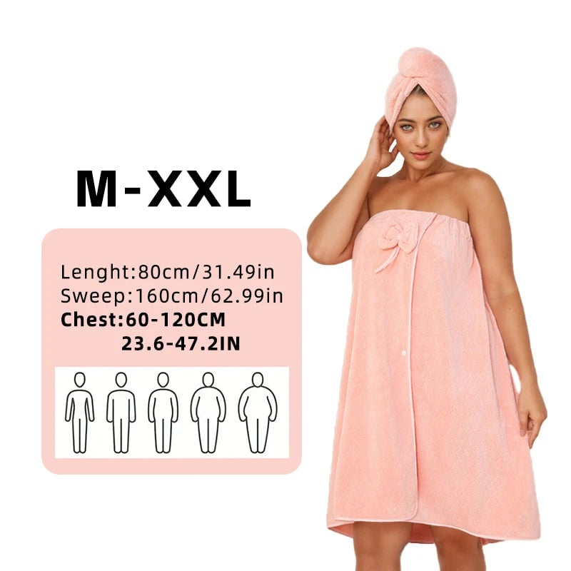 Super Absorbent Bath Towel Set with Wearable Skirt & Princess Cap