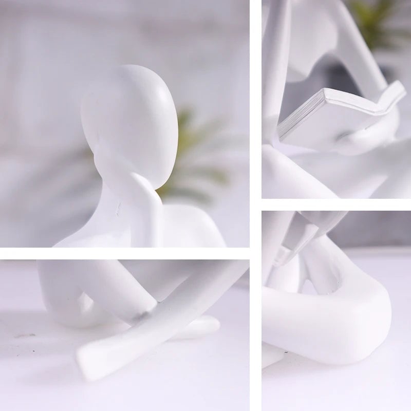 Abstract Man Reading Book Resin Sculpture Figurine Home Decor
