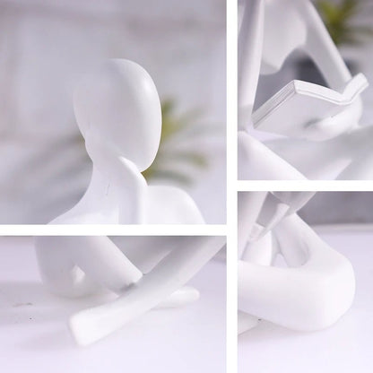 Abstract Man Reading Book Resin Sculpture Figurine Home Decor